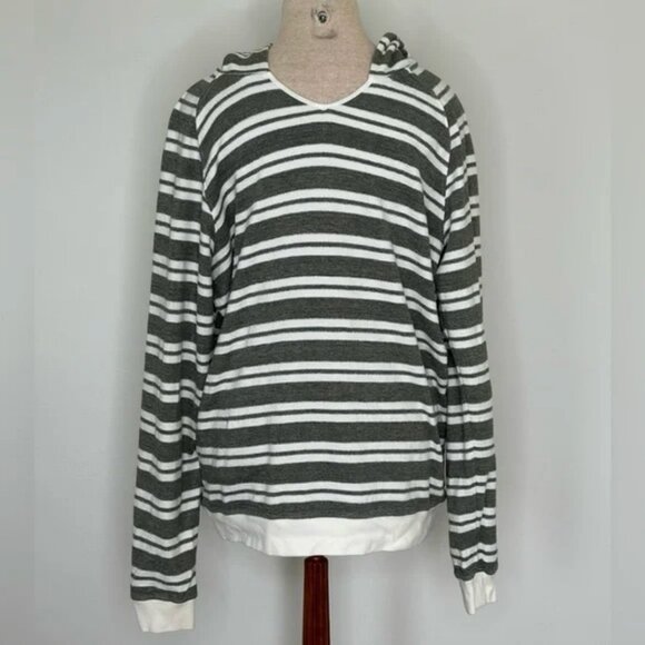 Chubbies Men's Cotton Gray and White Striped Beach Hoodie Size Medium - Picture 5 of 5